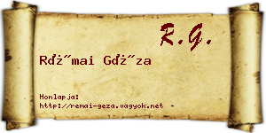 Rémai Géza névjegykártya