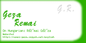 geza remai business card